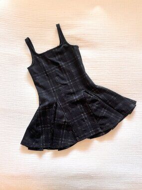 Forever 21 Black Plaid Pleated Flare Dress